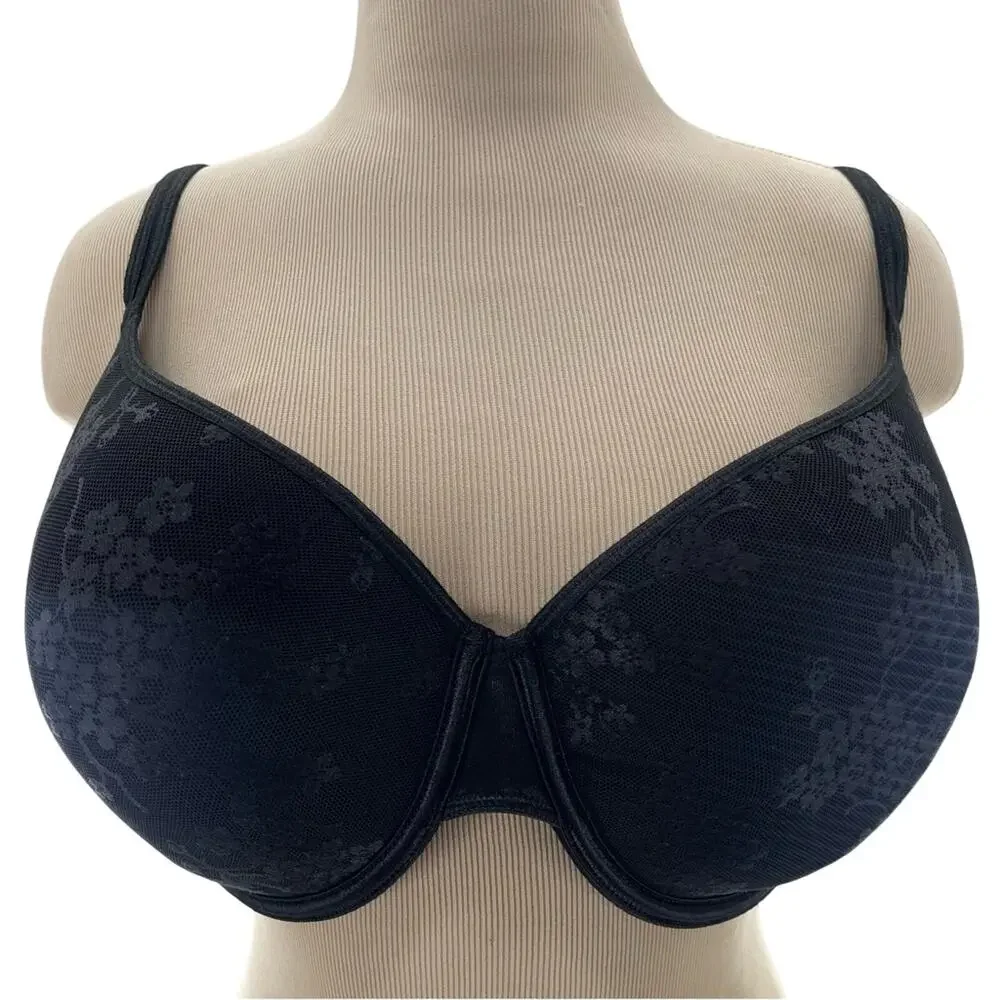 Cacique Full Coverage Black Lace Underwire Bra Size 42DD Romantic Everyday